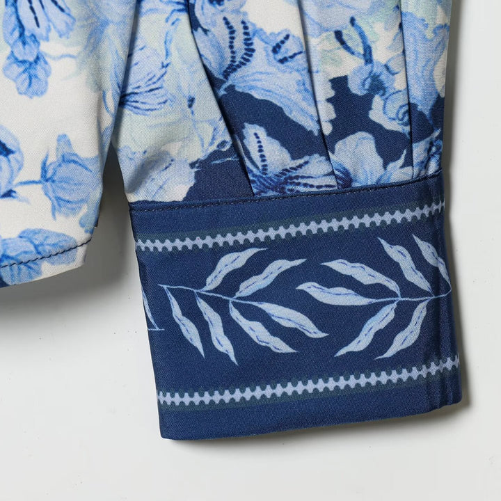 Damen Geblümte Oversize‑Seidenoptik‑Bluse mit Borderprint Drune
