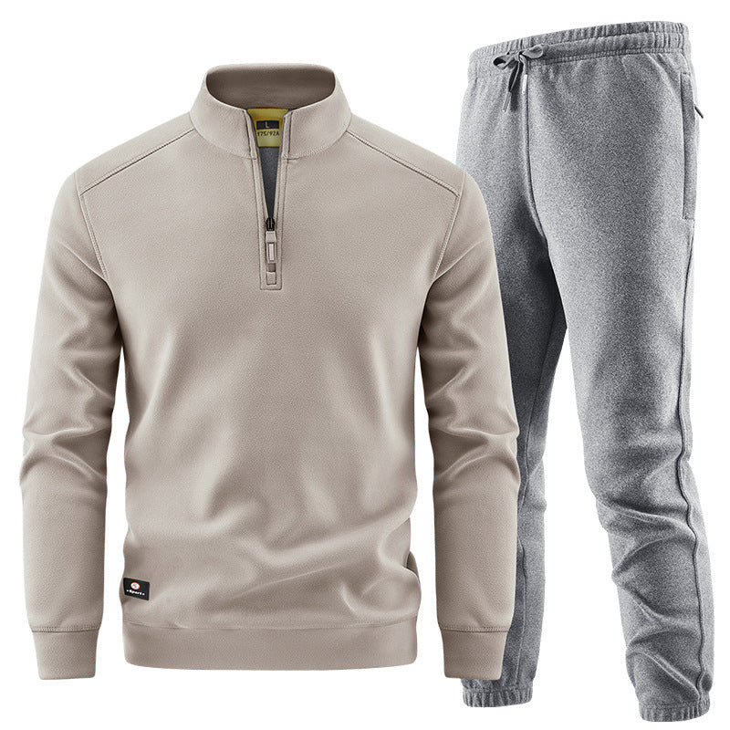 Herren Fleece-Trainingsset mit Stehkragen und Elastikbund Drune