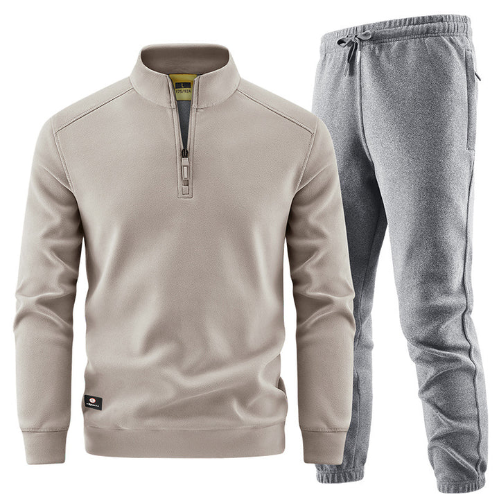 Herren Fleece-Trainingsset mit Stehkragen und Elastikbund Drune