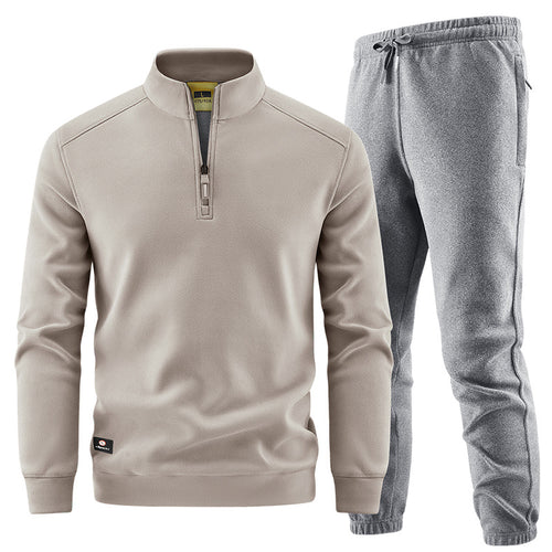 Herren Fleece-Trainingsset mit Stehkragen und Elastikbund Drune