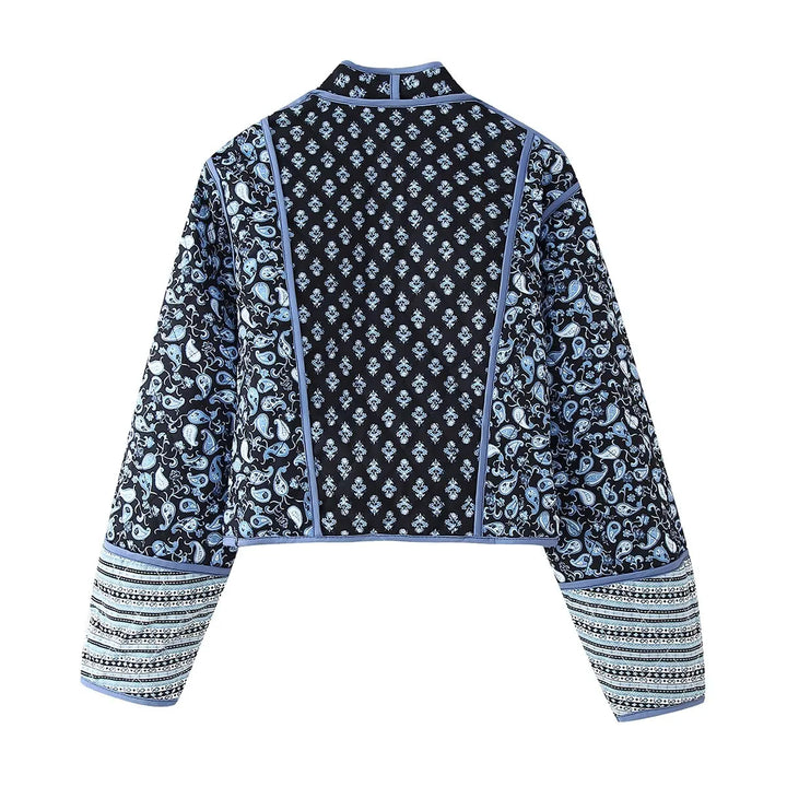 Damen nan wendbare Patchwork Steppjacke im Kimono‑Style mit kontrastärmeln Drune