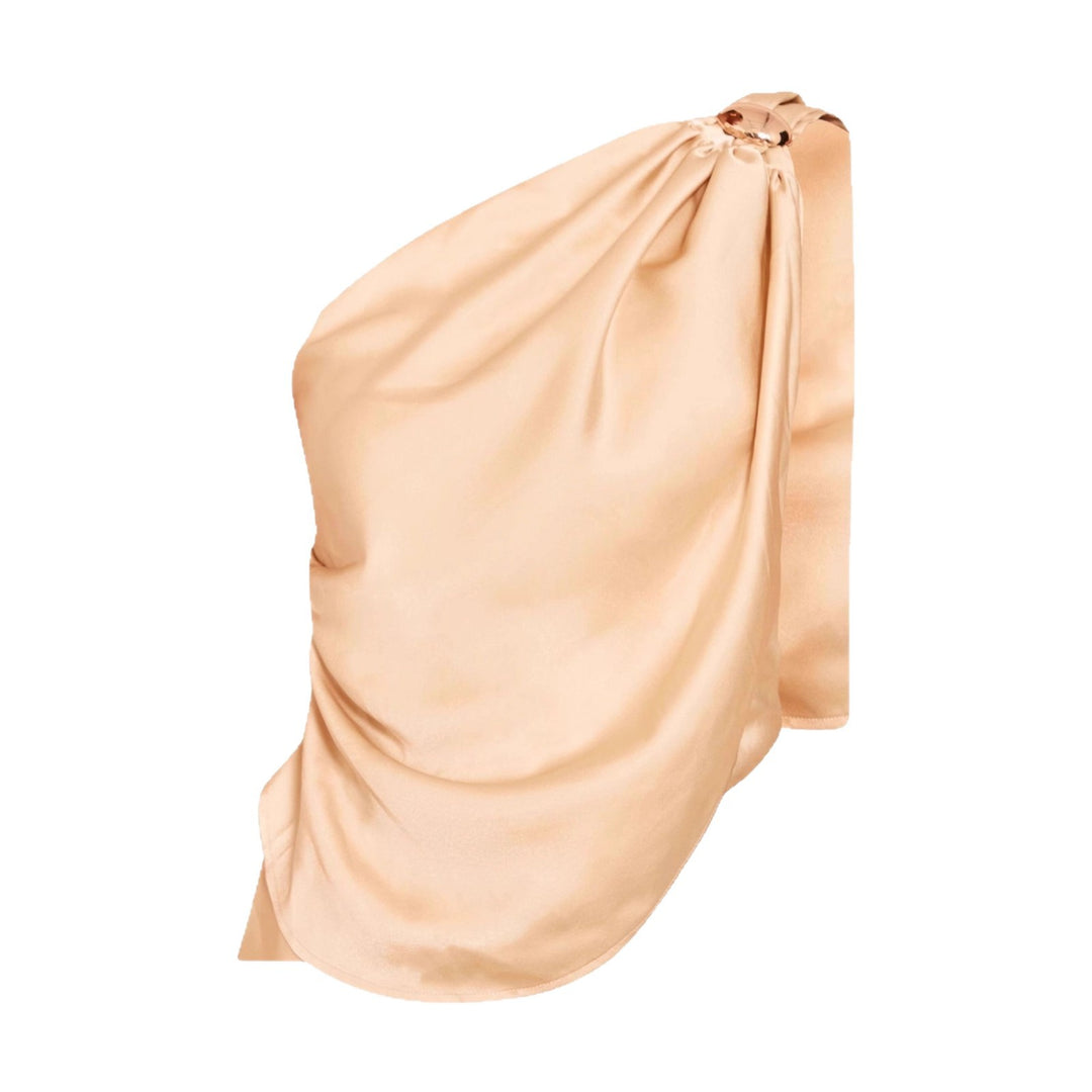 Damen asymmetrisches Satin-Oberteil mit drapiertem Abschluss Drune