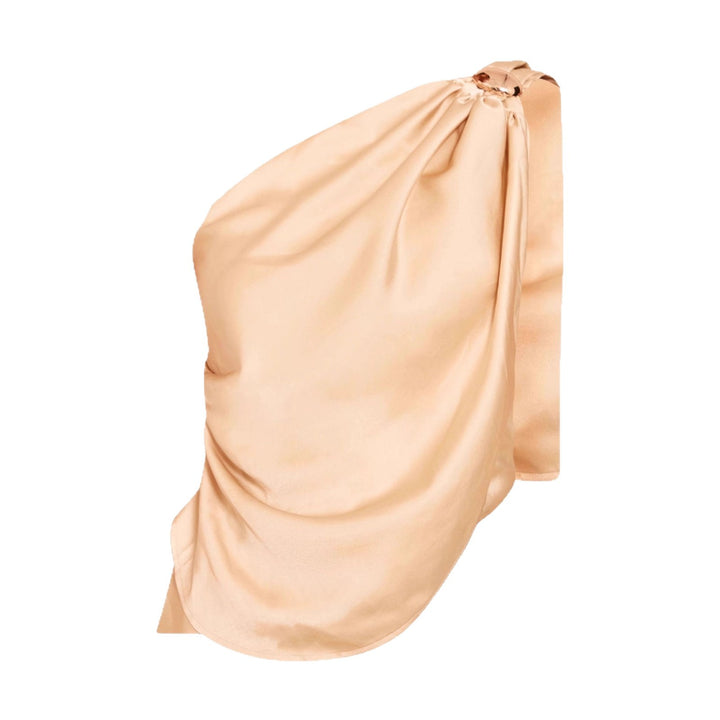 Damen asymmetrisches Satin-Oberteil mit drapiertem Abschluss Drune