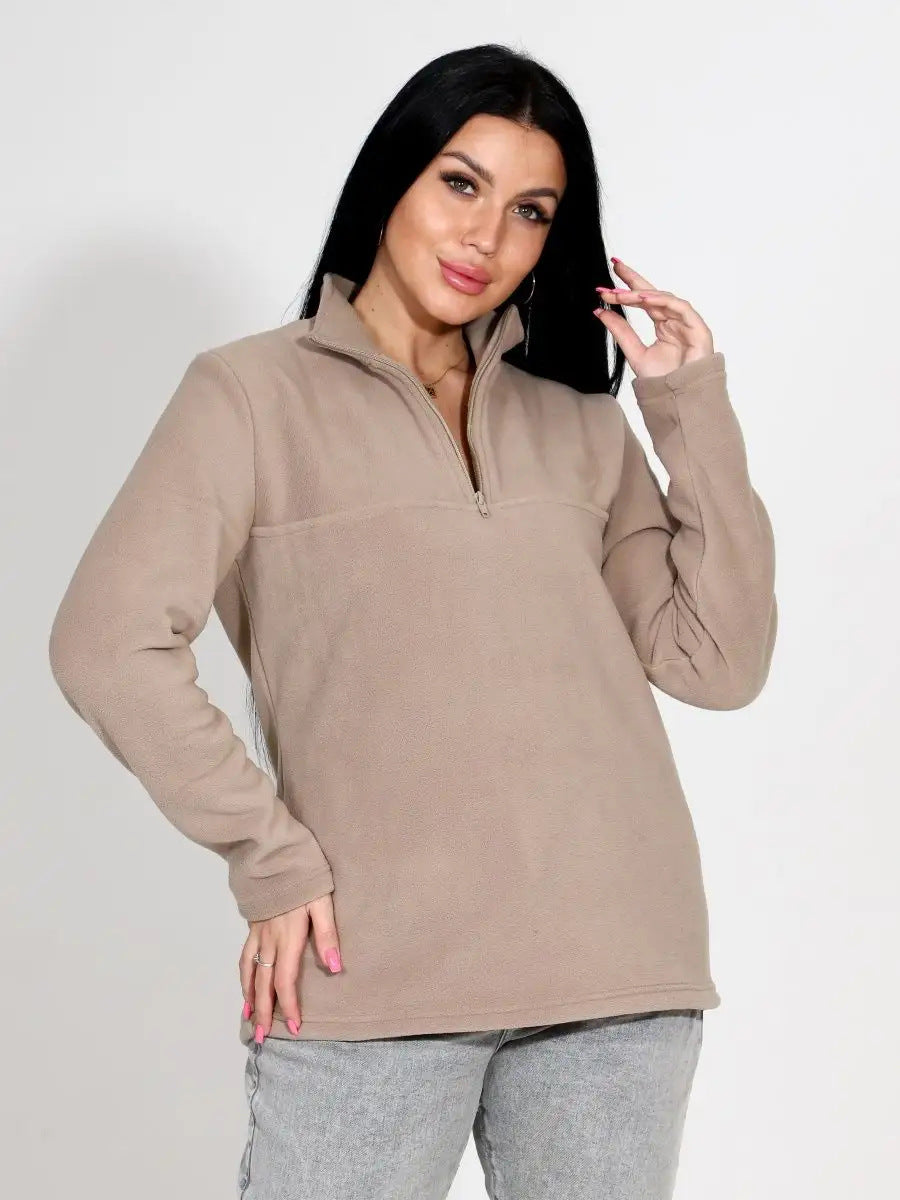 Damen Fleeceoberteil mit kurzem Halbzip und Stehkragen Drune
