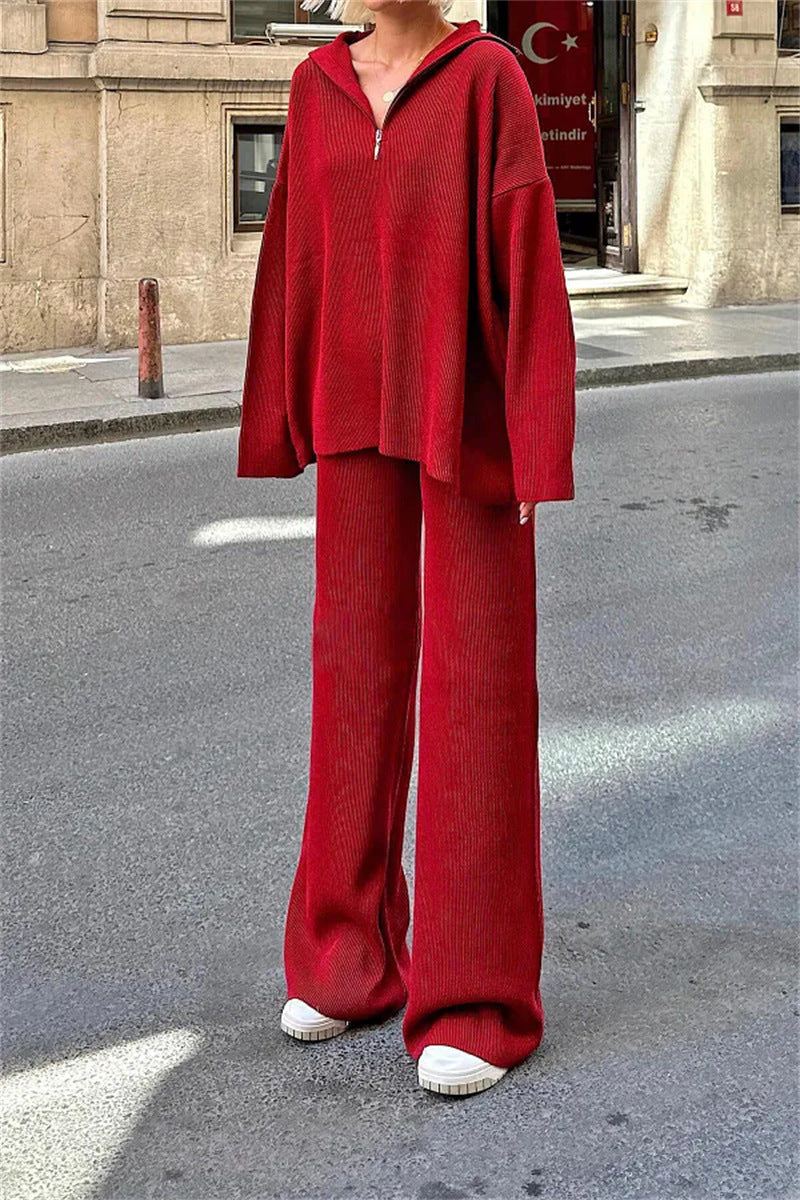 Damen lässiger Hoodie und weite Lounge-Hose Set Drune