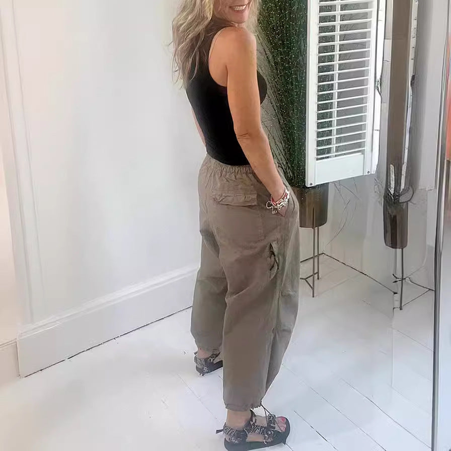 Damen lässige Bundfaltenhose aus atmungsaktivem Material Drune