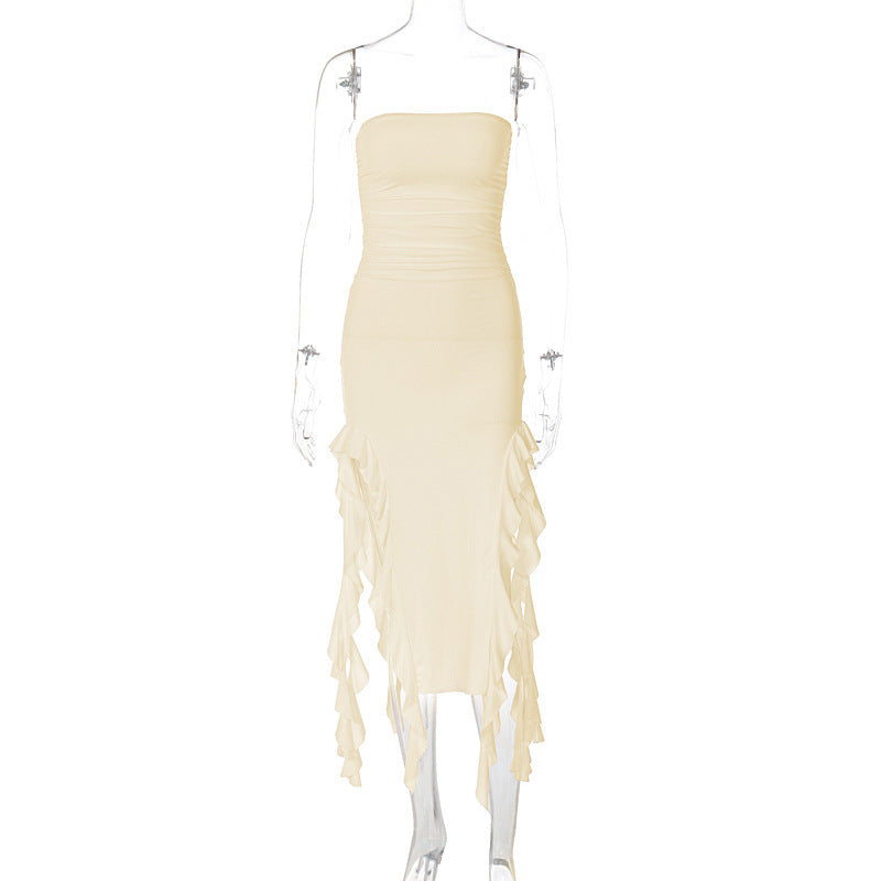 Damen Wickelkleid mit Rüschen und figurformendem Schnitt Drune