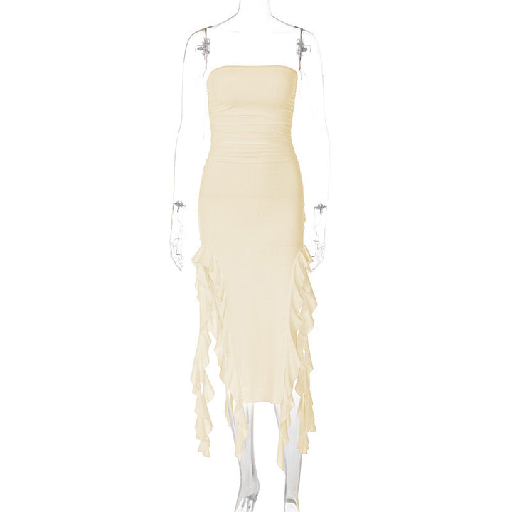 Damen Wickelkleid mit Rüschen und figurformendem Schnitt Drune