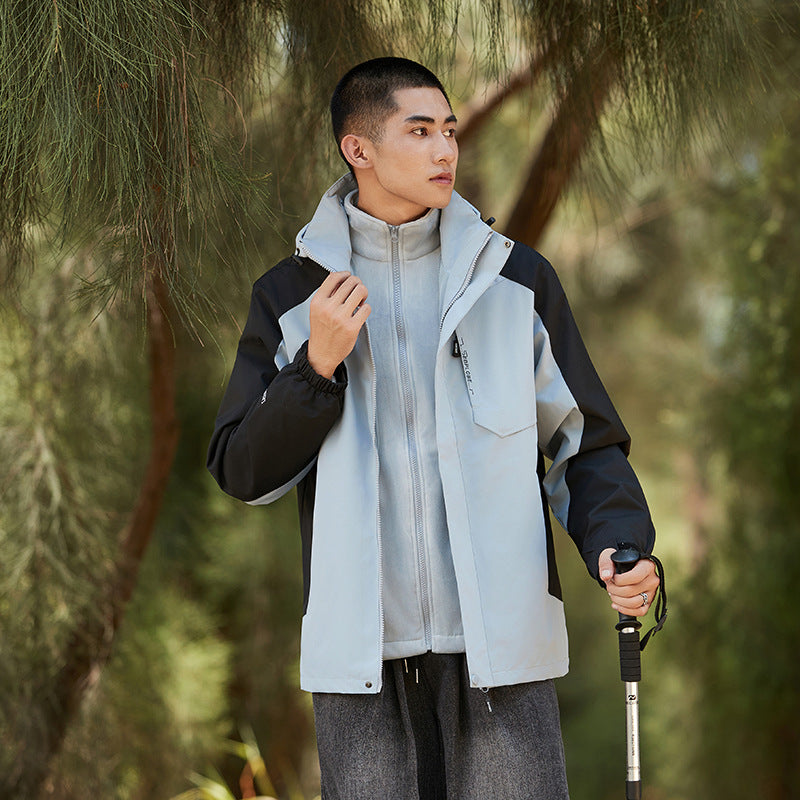 Herren Zwei-in-Eins detailreiche Outdoor-Shelljacke mit abnehmbarer Microfleece-Innenjacke Drune