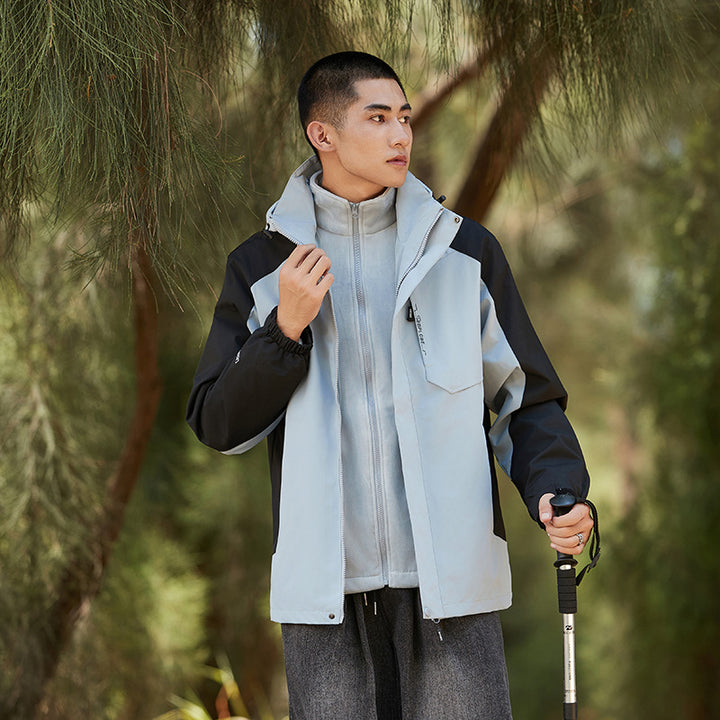 Herren Zwei-in-Eins detailreiche Outdoor-Shelljacke mit abnehmbarer Microfleece-Innenjacke Drune