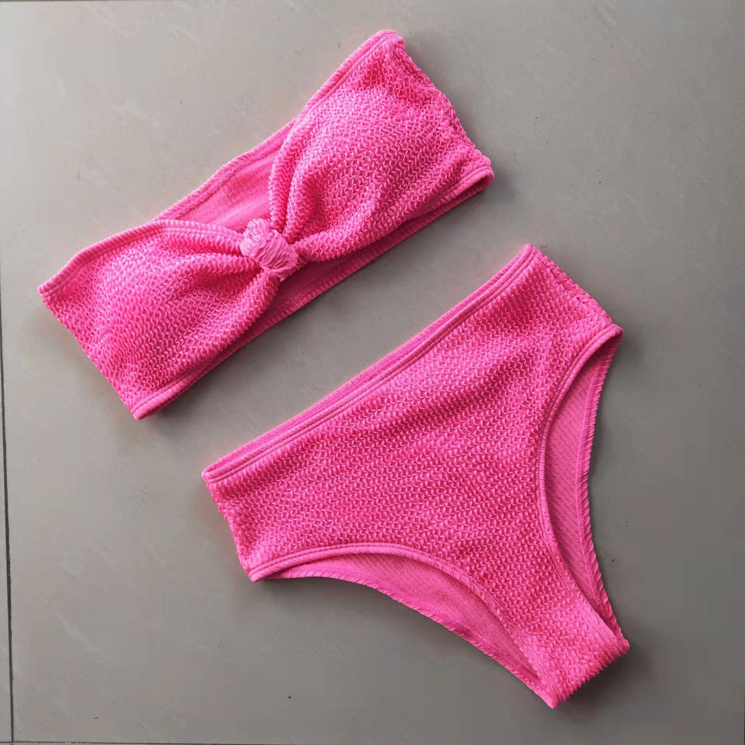 Damen Bikini-Set mit strukturierter Oberfläche und modischem Knoten Drune
