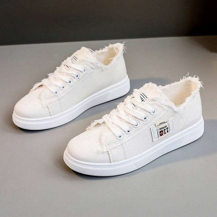 Damen lässige Sneaker mit modischem Used-Look und elastischem Schnürsystem Drune
