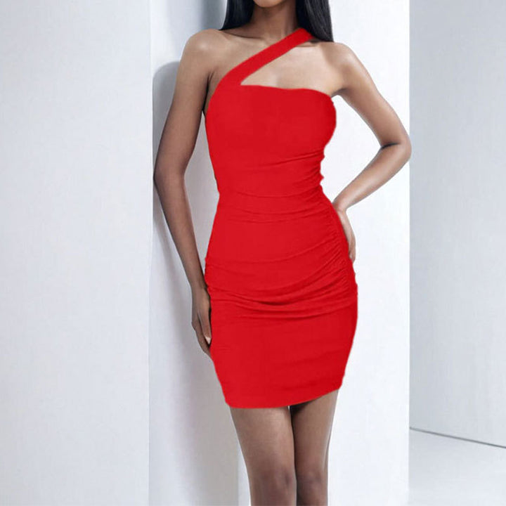 Damen Minikleid mit asymmetrischem Design und gerafftem Oberteil Drune