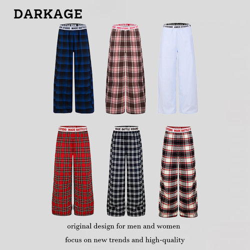 Damen Weite Lounge-Hose mit Karomuster und elastischem Logobund Drune