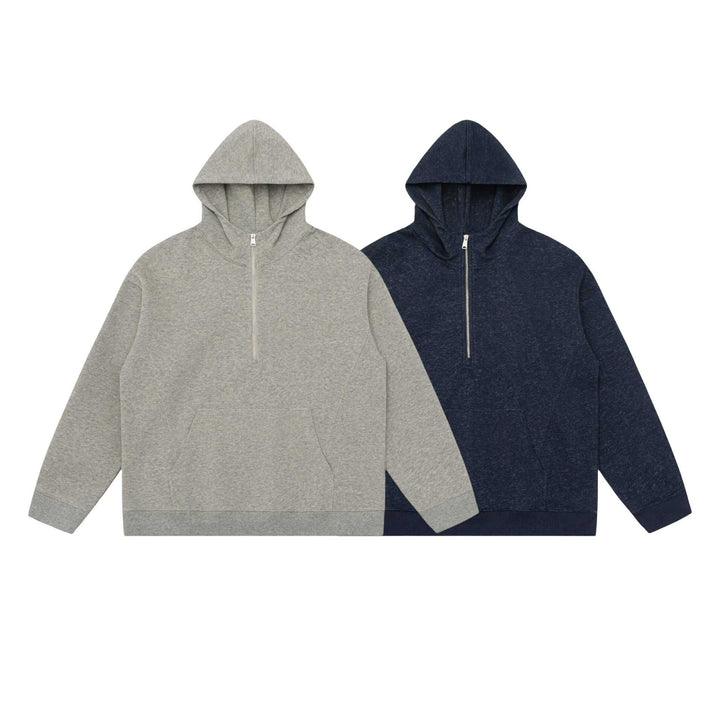Unisex Kapuzen-Halbzip-Sweatshirt im Oversize-Fit mit Kängurutasche Drune