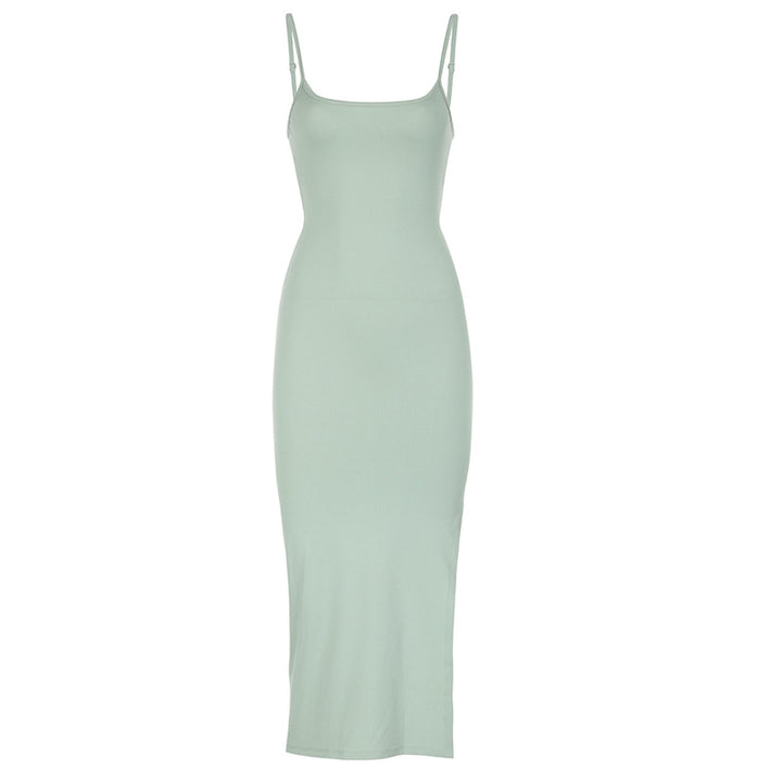 Damen Midikleid mit verstellbaren Spaghettiträgern und figurbetontem Schnitt Drune