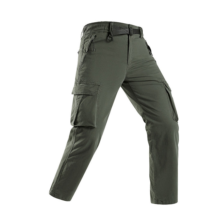 Herren Leichte Stretch-Canvas-Cargohose mit integriertem Webgürtel und Reißverschluss-Taschen Drune