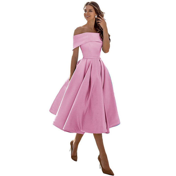 Drune | Vielseitiges Trägerloses Satin-Kleid Für Partys