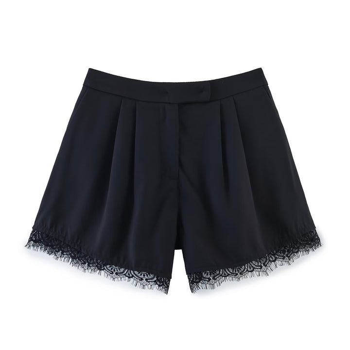 Damen Cropped-Blazer mit Spitzenbordüre, taillierter Ein-Knopf-Silhouette Drune