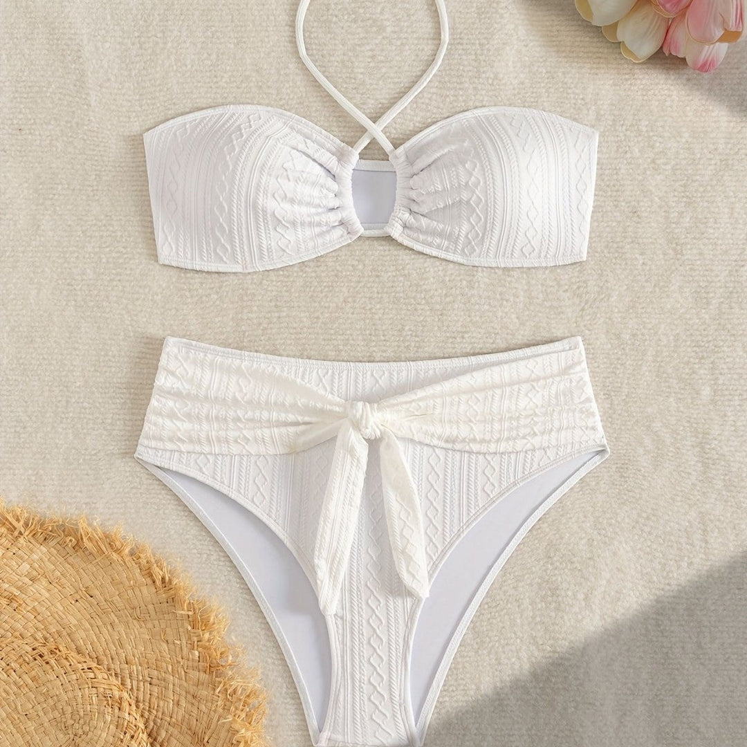 Damen Zweiteiler Bikinis mit Hochgeschnittenem Bund Drune