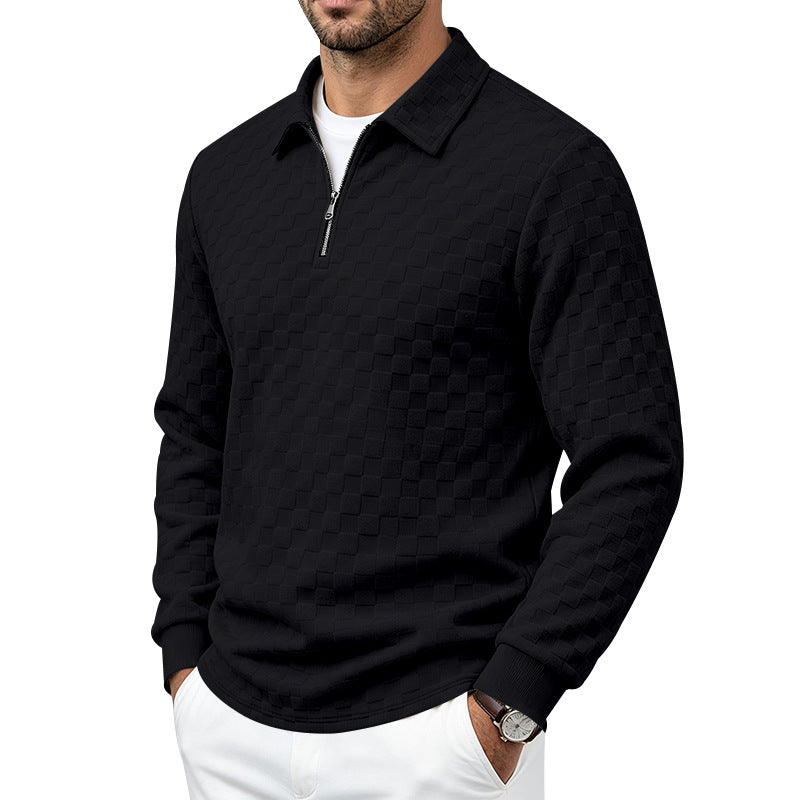 Herren Strukturierter Strickpullover mit Troyer-Kragen und halbem Reißverschluss Drune