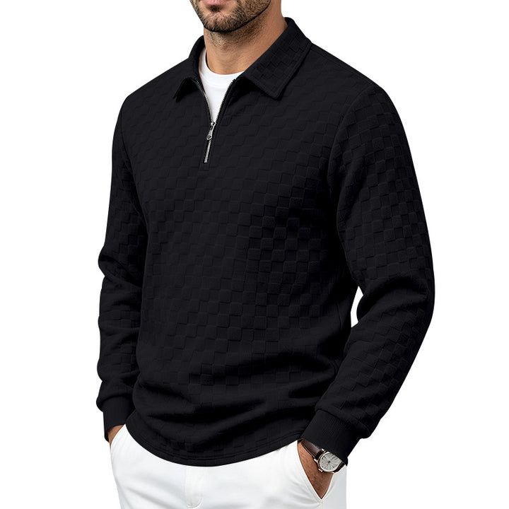 Herren Strukturierter Strickpullover mit Troyer-Kragen und halbem Reißverschluss Drune