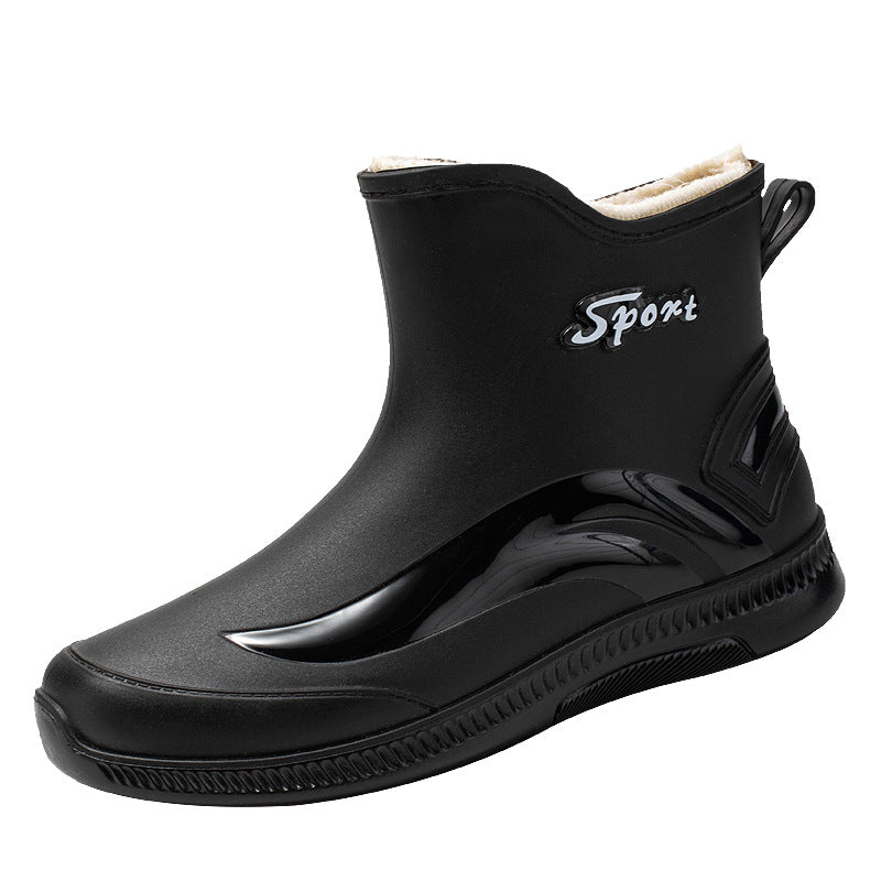 Herren Wasserdichte Kurzschaft Gummi-AnklDruneoots mit rutschfester Profilsohle und Pull-Tab Drune