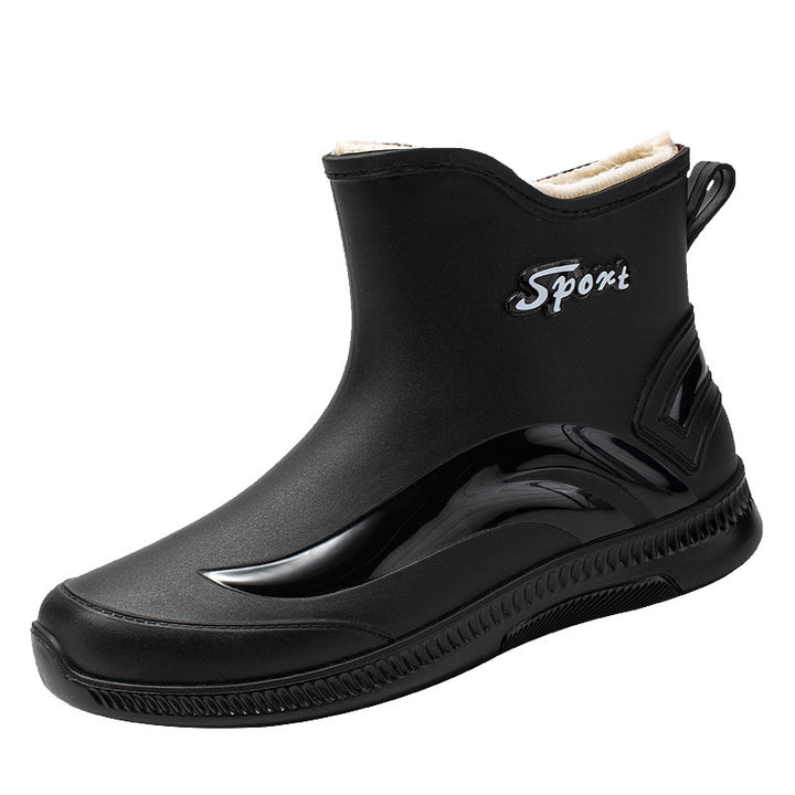 Herren Wasserdichte Kurzschaft Gummi-AnklDruneoots mit rutschfester Profilsohle und Pull-Tab Drune