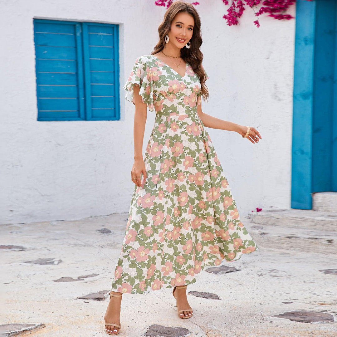 Damen Maxikleid mit Blumenmuster Drune