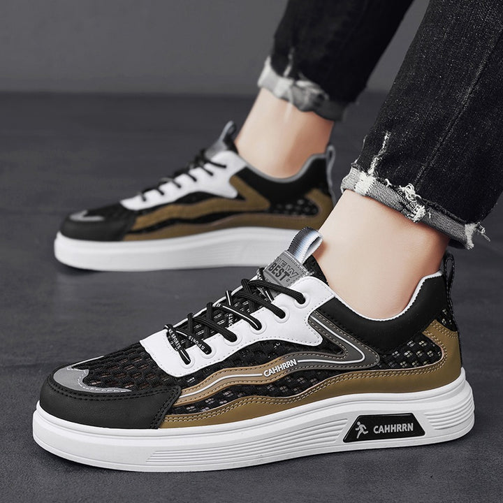 Herren atmungsaktive Wabenmesh-Street-Sneaker mit PU-Overlays, verstärkter Zehenkappe und profiliertem Gummirand Drune