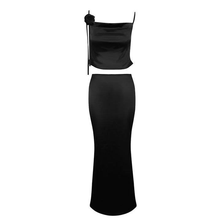 Damen elegantes zweites Etui-Kleid mit Rüschen und Trägern Drune