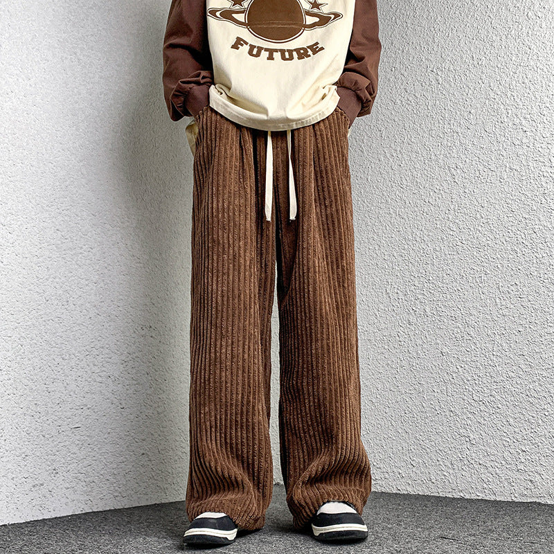 Damen Extraweite Cordhose mit Kordelzug, Rippenstruktur und weitem Bein Drune