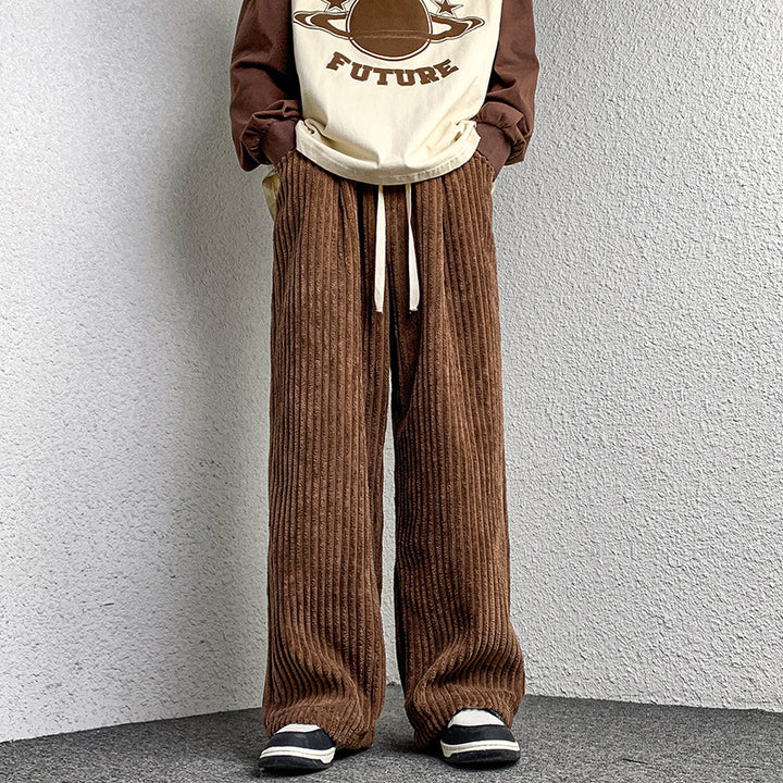 Damen Extraweite Cordhose mit Kordelzug, Rippenstruktur und weitem Bein Drune