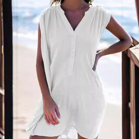 Damen Strandkleid mit Knopfleiste Drune