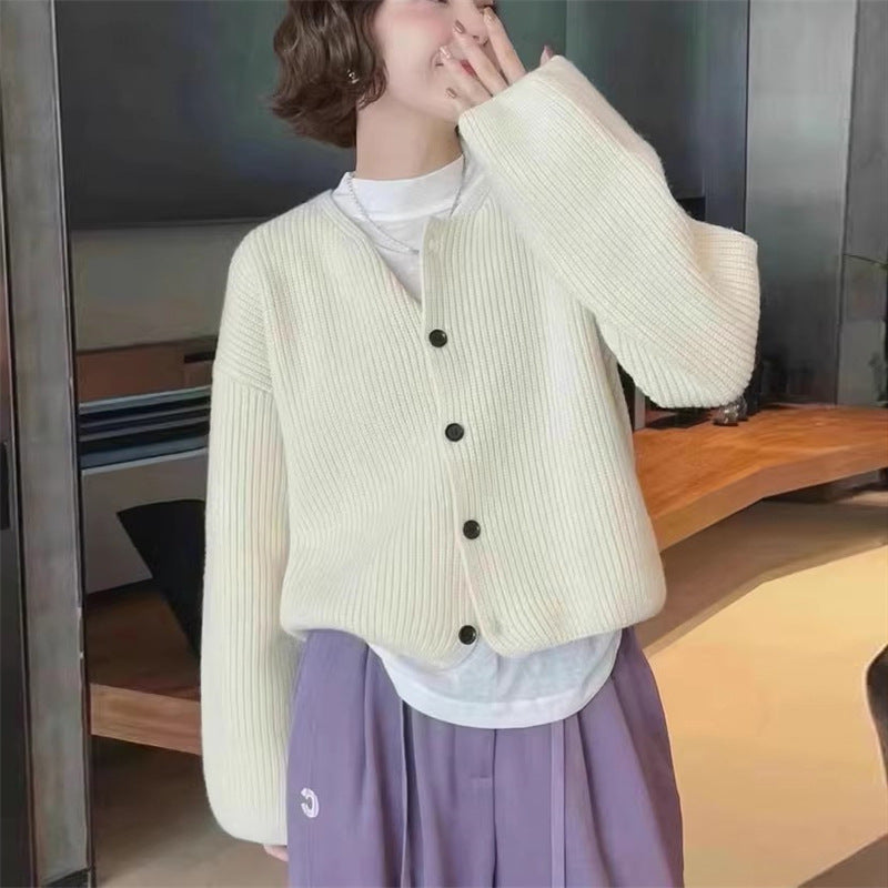 Damen lässiger Strickcardigan mit dekorativen Knopfdetails und weitem Schnitt Drune