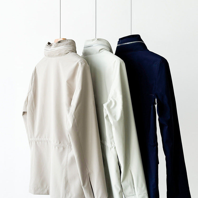 Damen moderne Utility-Jacke mit hohem Kragen Drune