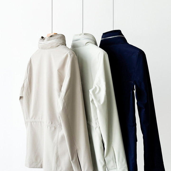 Damen moderne Utility-Jacke mit hohem Kragen Drune