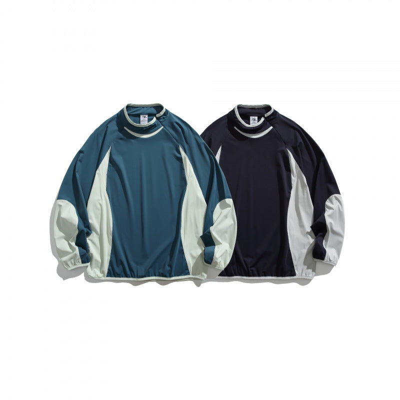 Unisex Weit geschnittenes winddichtes Funktions-Sweatshirt mit Kontrastpaneelen Drune