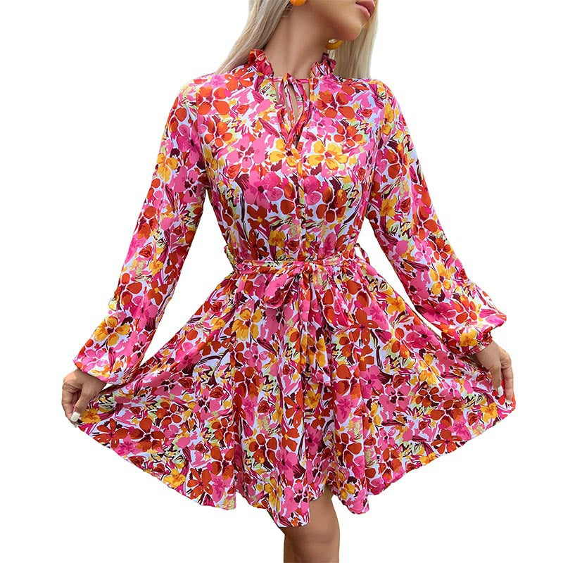 Damen Floral Wickelkleid Drune