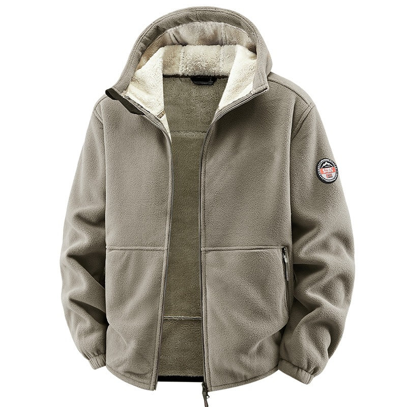 Herren Fleecejacke mit Kapuze und Teddy-Innenfutter Drune