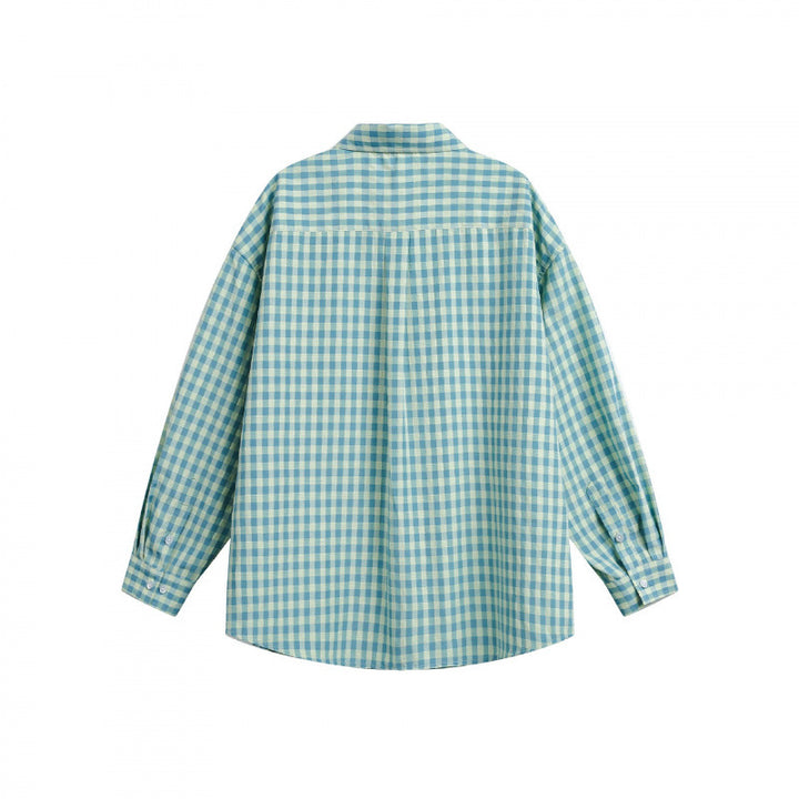 Damen Weites Oversize-Karohemd mit Brusttasche und abgerundetem Saum Drune