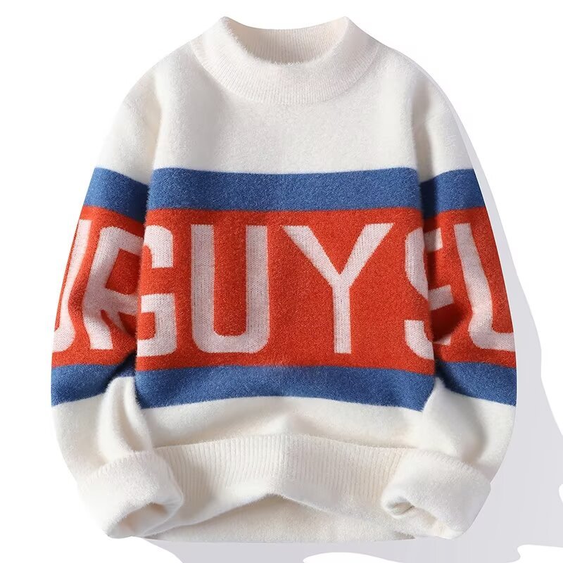 Damen Kuscheliger Grobstrickpullover mit auffälligem Schriftzug Drune