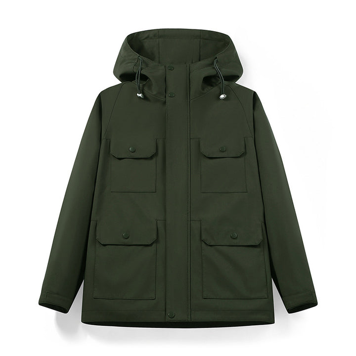 Herren wasserabweisende Field-Jacke mit Kapuze und Multifunktions-Taschen Drune