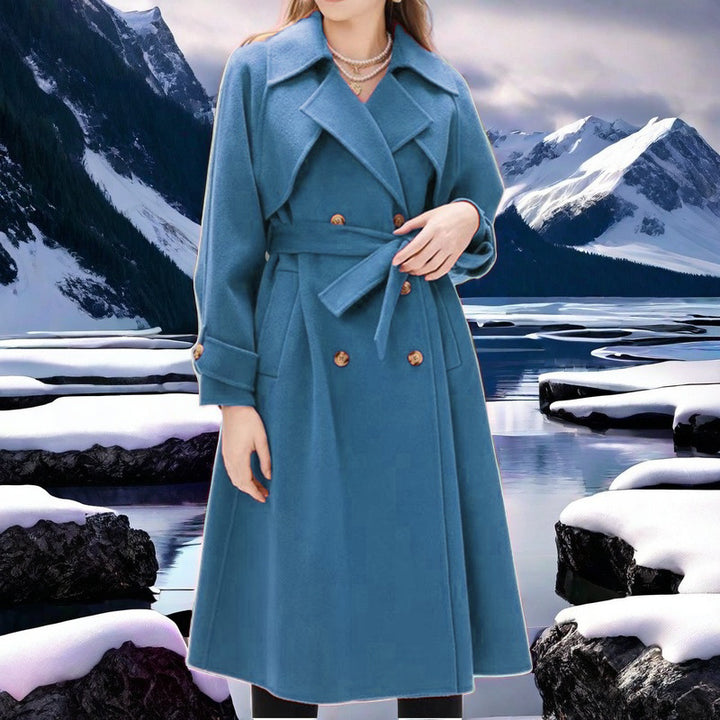 Damen eleganter Trenchcoat mit doppelter Knopfleiste und tailliertem Schnitt Drune