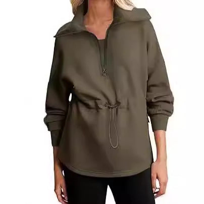 Damen lässiger Kapuzenpullover mit praktischer Kordelzugverstellung Drune