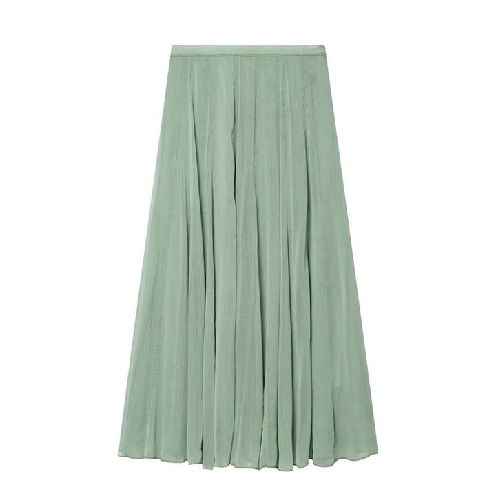 Damen Maxirock aus plissiertem Chiffon mit hohem Bund und fließender A-Linie Drune