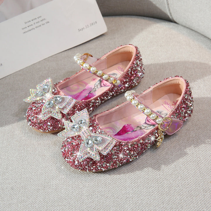 Mädchen Glitzernde Ballerinas mit perlenbesetztem Riemen Drune