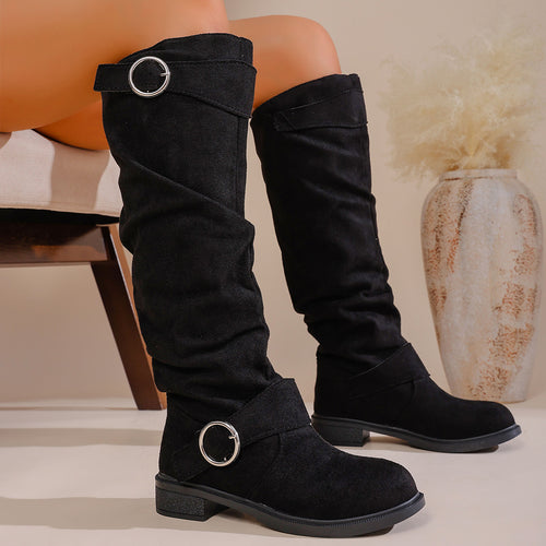Damen Modische Overknee-Stiefel aus weichem, elastischem Material Drune