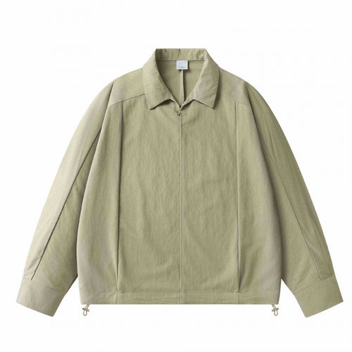 Unisex Leichte Overshirt‑Jacke mit verdeckter Front, Hemdkragen und Tunnelzugsaum Drune