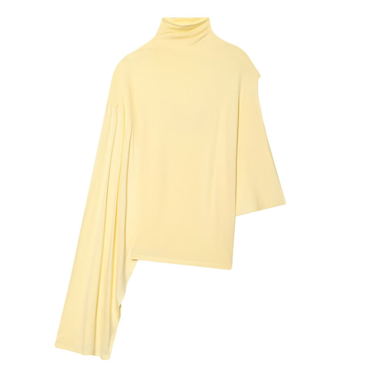 Damen Asymmetrisches Drapiertes Cape-Top mit Rollkragen und One-Shoulder-Ärmel Drune